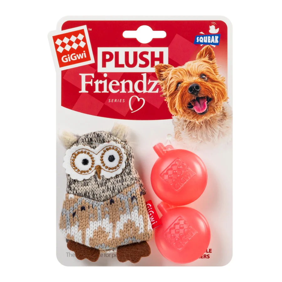 Іграшка для собак Сова з пищалкою Plush Friendz текстиль 10 см привабливе забарвлення