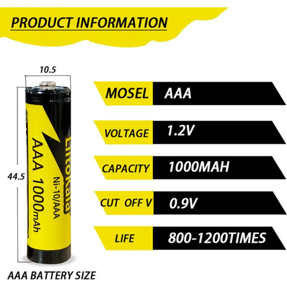 Акумулятор Ni-10/AAA 1000mAh NiMH 1.2V AAA низькосаморозрядний