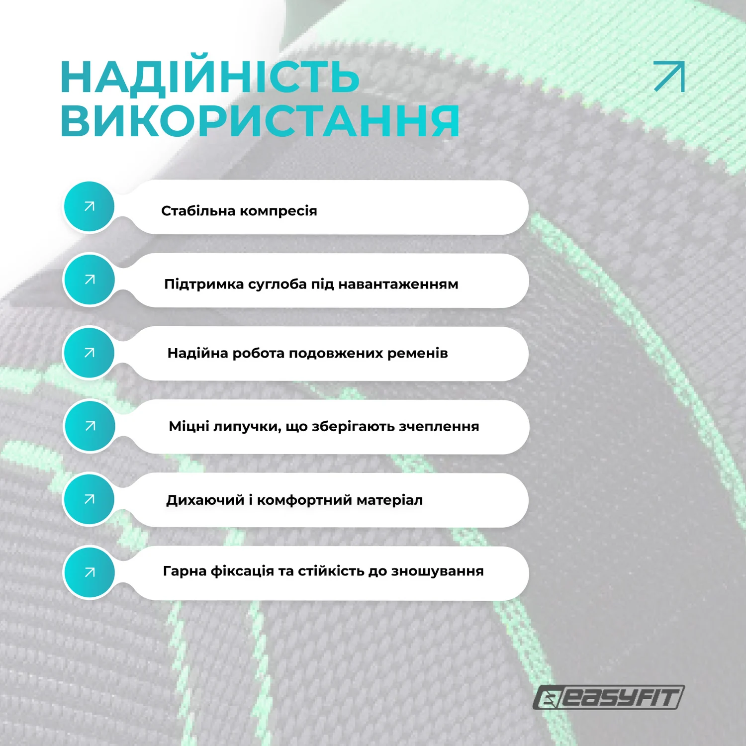 Компресійний наколінник EasyFit M підтримувальний нейлон чорний