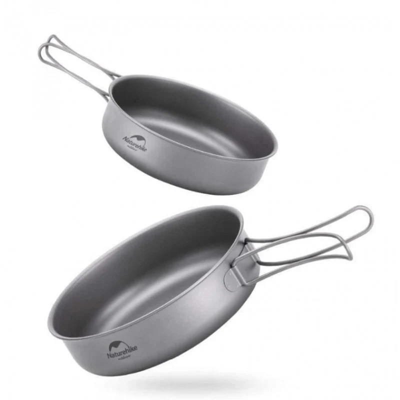 Сковорідка титановая Naturehike NH18T010-A 17 см с розкладною ручкою сірий 116 г