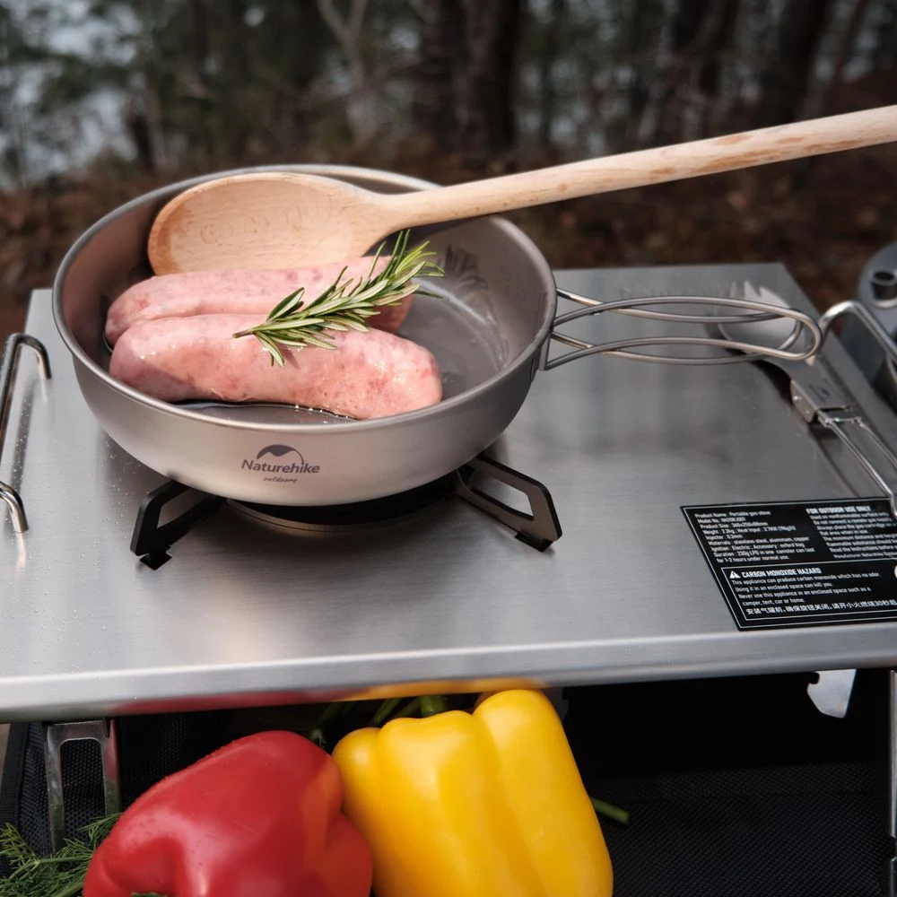 Сковорідка титановая Naturehike NH18T010-A 17 см с розкладною ручкою сірий 116 г