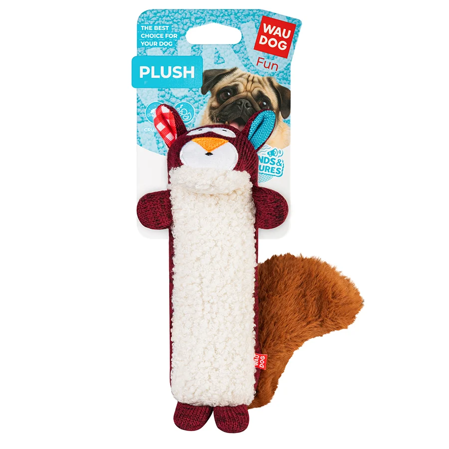 Іграшка для собак WAUDOG Fun Plush Білка трикотаж 5x18 см біла з пискавкою