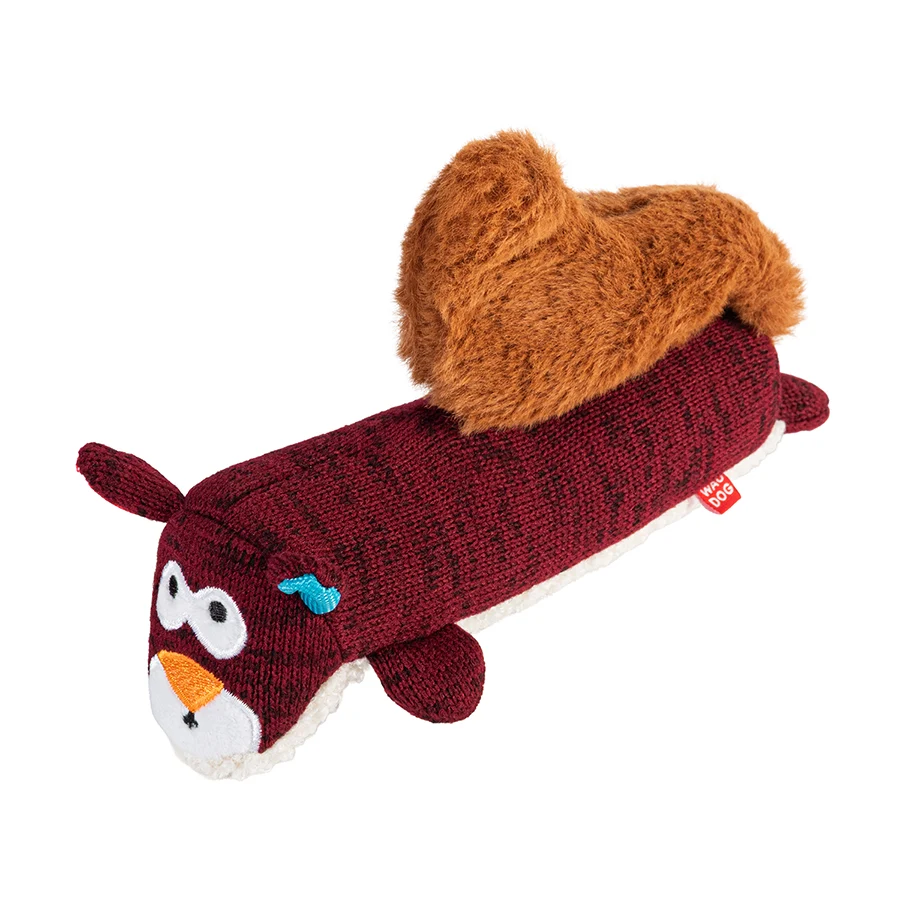 Іграшка для собак WAUDOG Fun Plush Білка трикотаж 5x18 см біла з пискавкою