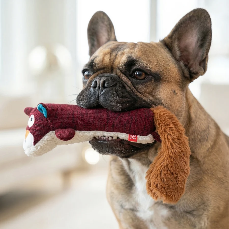 Іграшка для собак WAUDOG Fun Plush Білка трикотаж 5x18 см біла з пискавкою