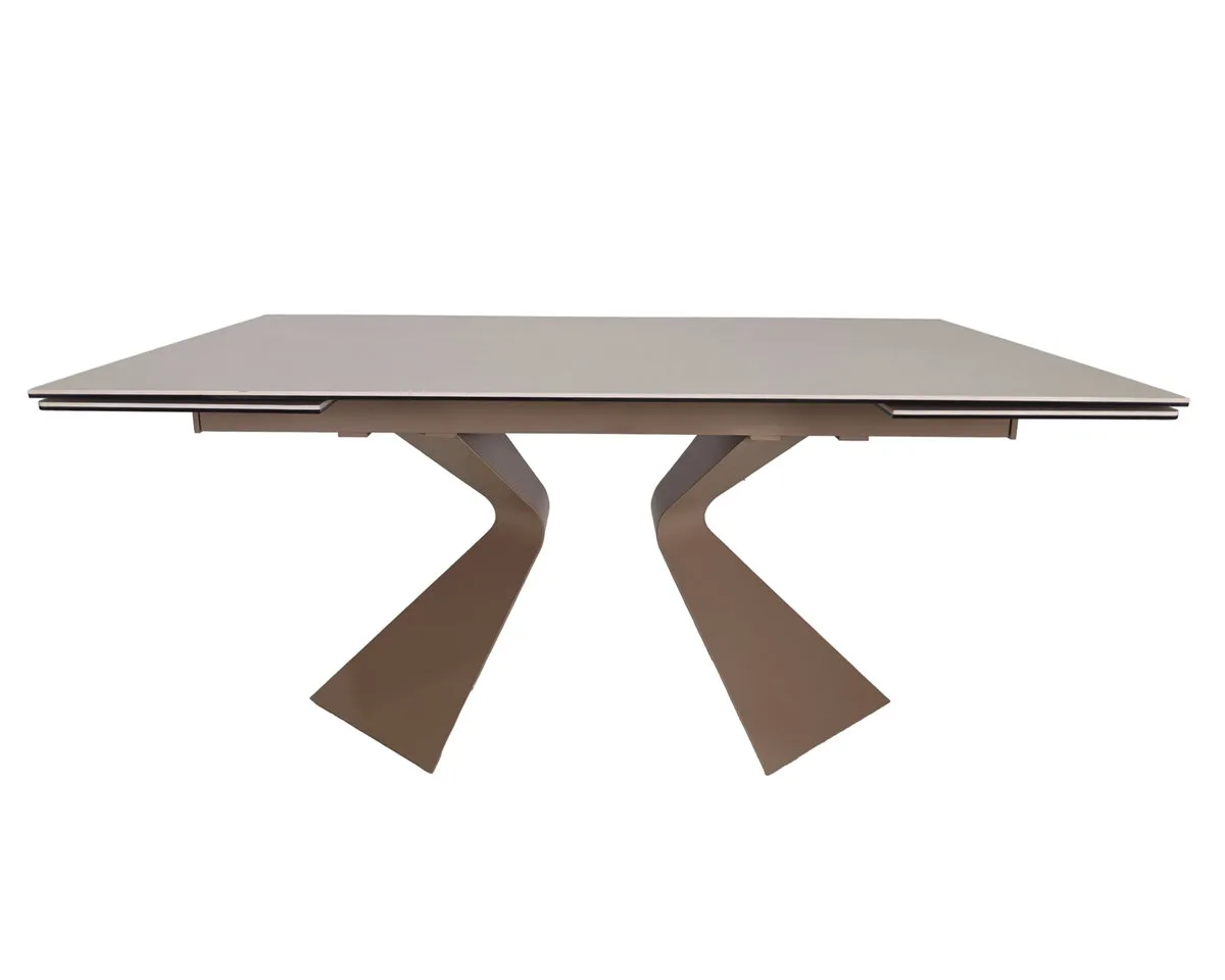 Стіл розкладний LAURA CERAMIC 160(240)x90 см загартоване скло + кераміка бежевий матовий