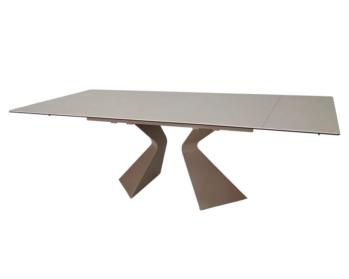 Стіл розкладний LAURA CERAMIC 160(240)x90 см загартоване скло + кераміка бежевий матовий