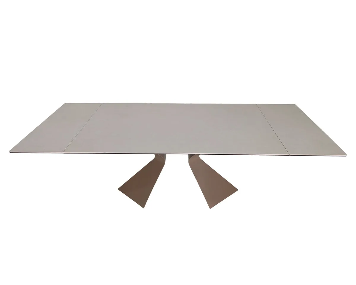 Стіл розкладний LAURA CERAMIC 160(240)x90 см загартоване скло + кераміка бежевий матовий