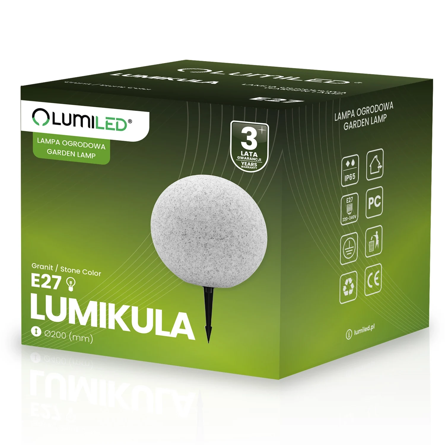Садовий світильник куля Lumiled Lumikula 20 см E27 камінь IP65 230V