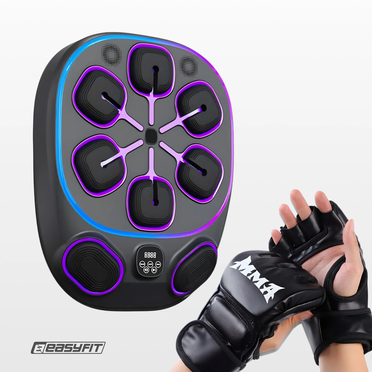 Настінний боксерський тренажер EasyFit з апперкотами сенсорне управління пластик чорний