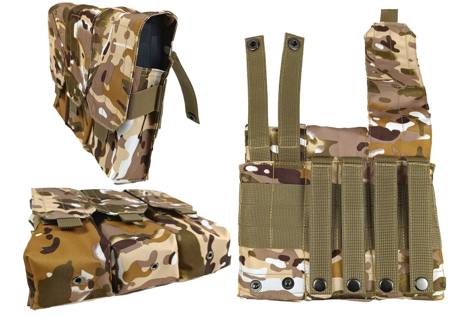 Підсумок тройний під 6 магазинів АК/РПК MOLLE Cordura 1050 30 см мультикам степний