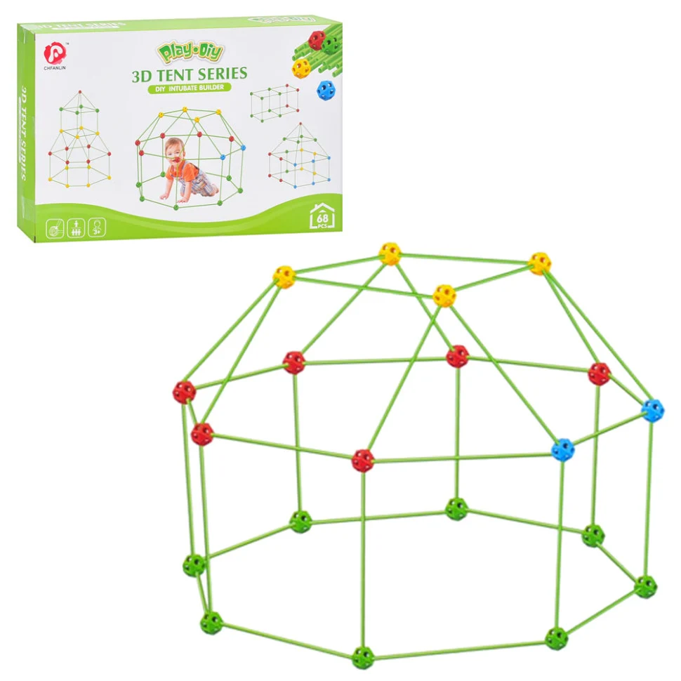 Дитячий конструктор-палатка 3D Tent Series 68 деталей каркасний пластик зелений