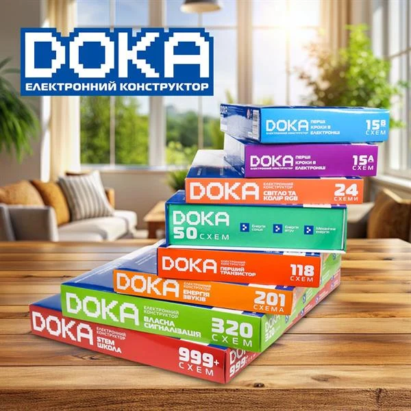 Електронний конструктор Doka Перші кроки в електроніці Набір В 15 схем пластик 15х10х5 см