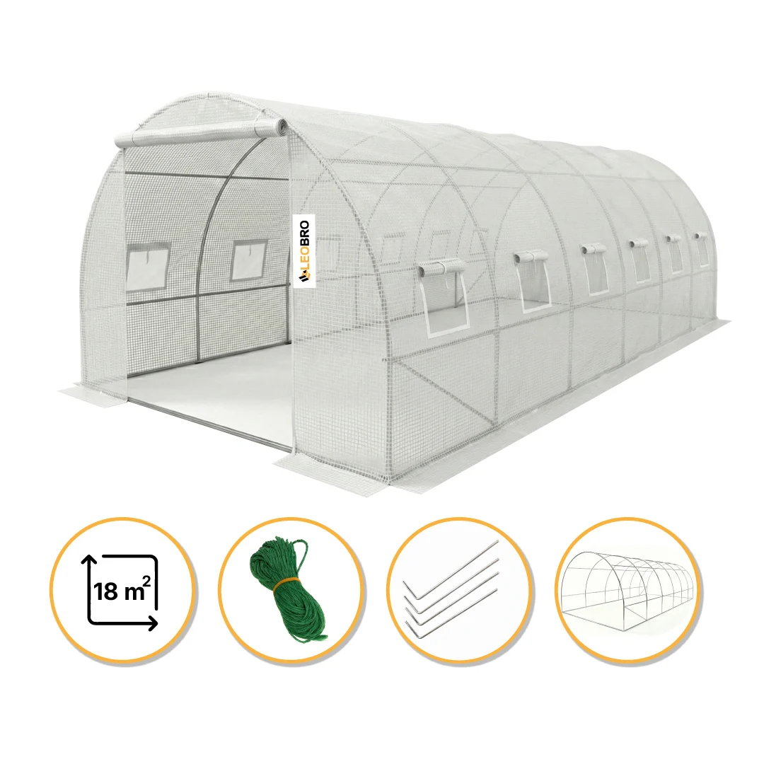 Теплиця LEOBRO Garden 18м² White 6х3 м армована плівка