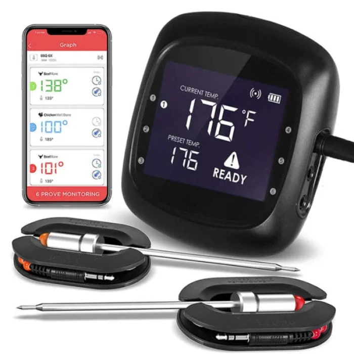 Виносний Bluetooth термометр GRILLI Pro 5 з 2 щупами 0-350°C чорний