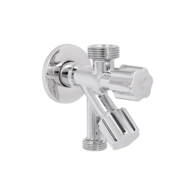 Кран кутовий подвійний Thermo Alliance Forte 1/2"З x 1/2"З x 3/4"З хром 10 Бар