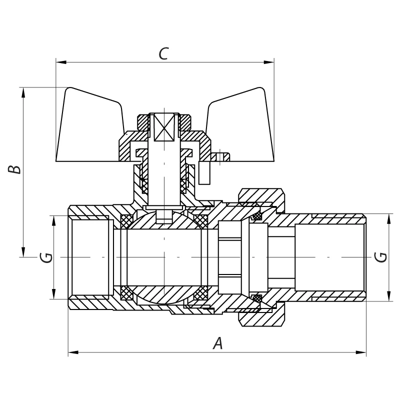 Кран прямий 1/2" латунний червоний Waterpro WP0151 16 Бар