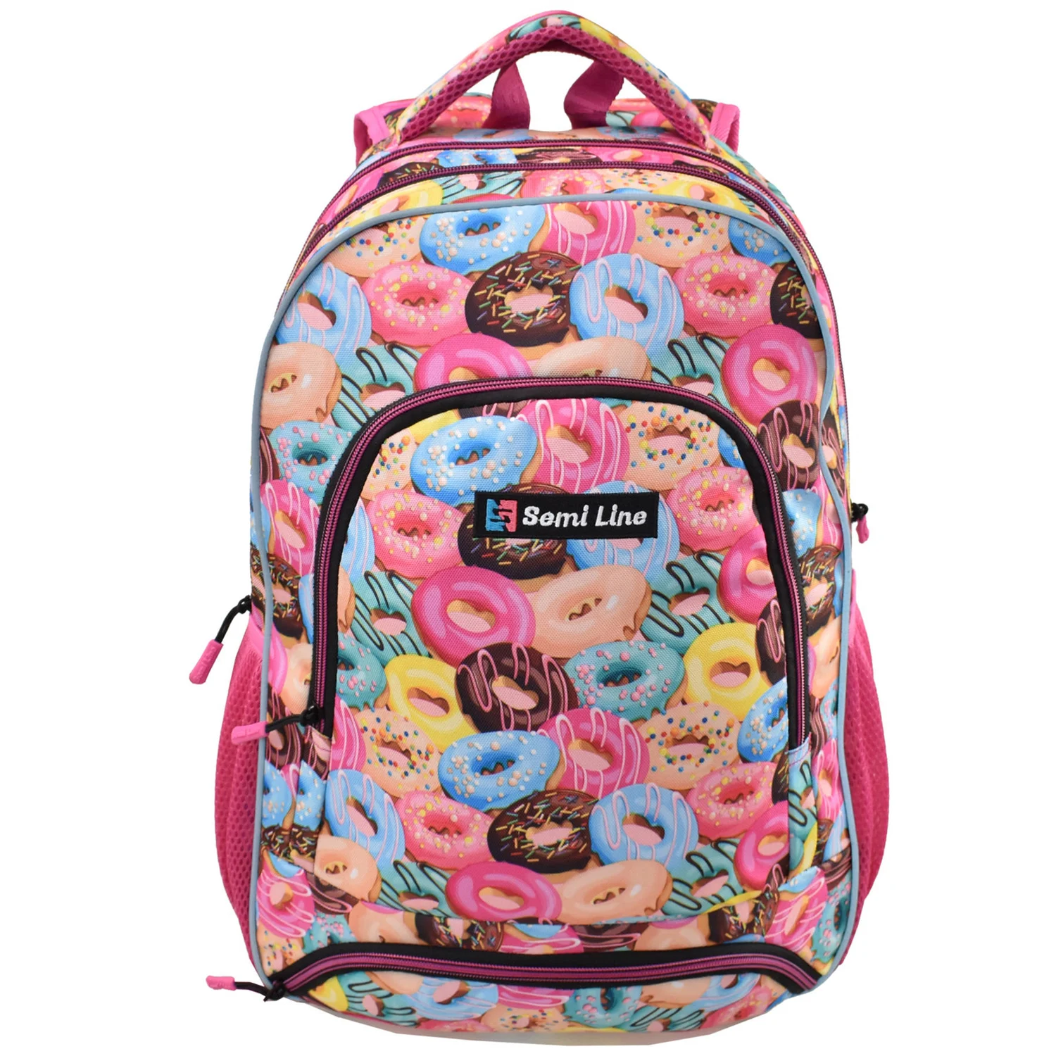 Шкільний рюкзак Semi Line J4674-4 19 л 600D Polyester PVC Рожевий з принтом пончиків