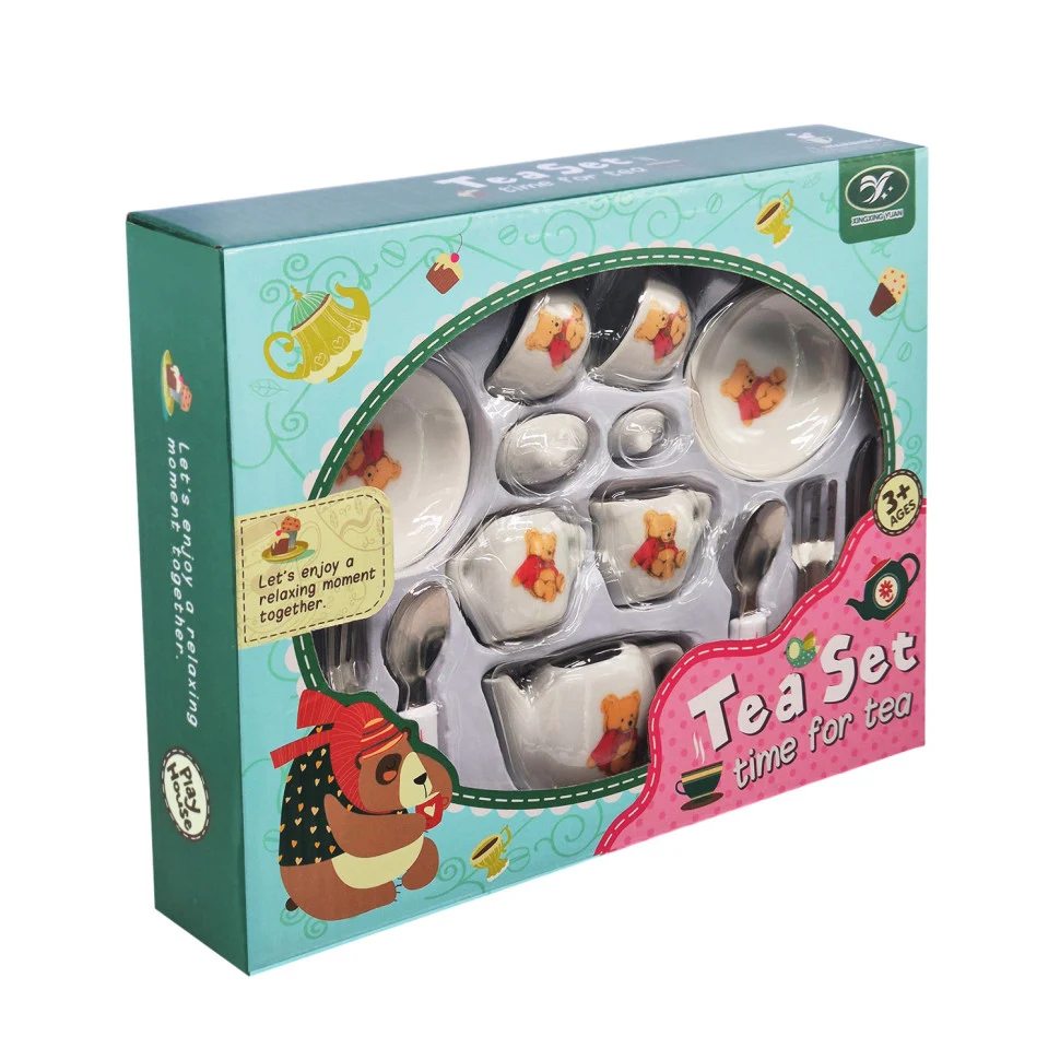 Дитячий набір посуду Tea Set 868-E6-4 фарфор 17 предметів 23х18х5 см різнобарвний