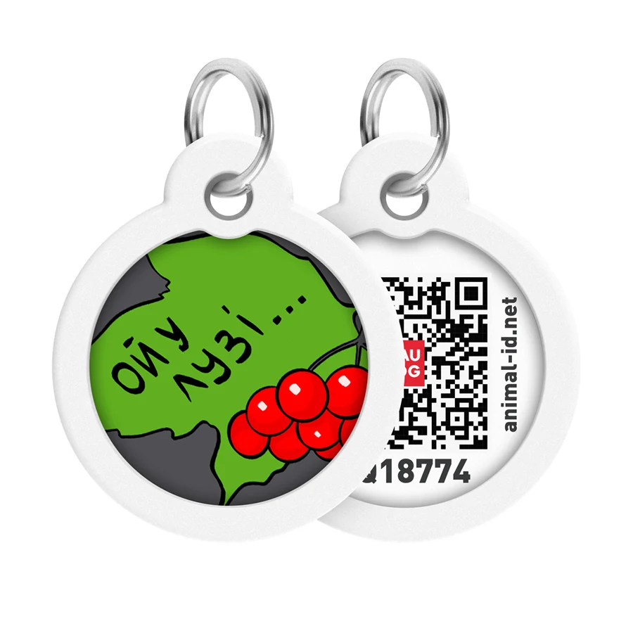 Адресник металевий WAUDOG Smart ID з QR паспортом Д 30 мм Калина