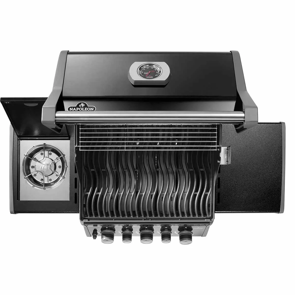 Газовий гриль Napoleon Rogue 425R з бічним пальником Sizzle Zone 130х64х121 см чорний