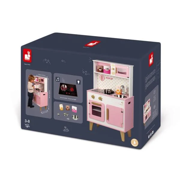 Дитяча кухня Janod Candy Chic 55x30x87 см Дерево Різнобарвний з LED-підсвіткою та звуковими ефектами