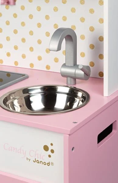 Дитяча кухня Janod Candy Chic 55x30x87 см Дерево Різнобарвний з LED-підсвіткою та звуковими ефектами