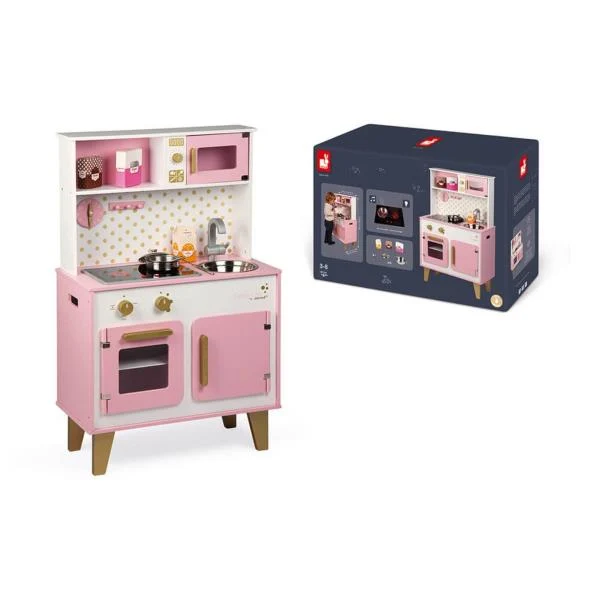 Дитяча кухня Janod Candy Chic 55x30x87 см Дерево Різнобарвний з LED-підсвіткою та звуковими ефектами