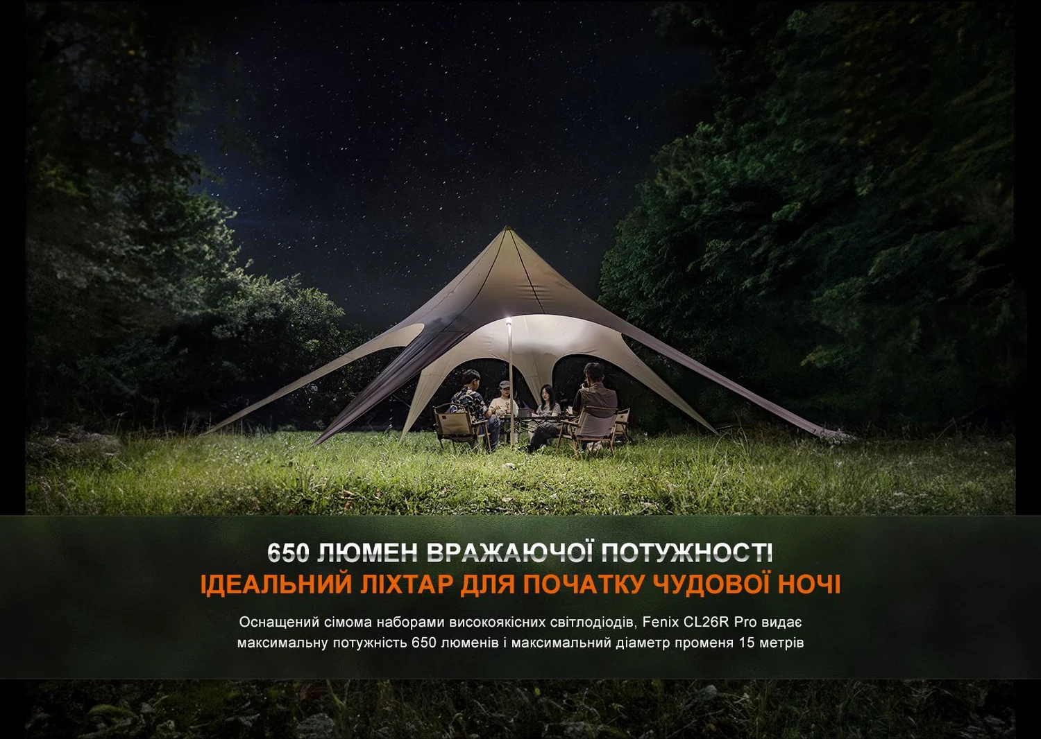 Ліхтар кемпінговий Fenix CL26R Pro 650 лм пластик 66x59,5x114 мм сірий камуфляж