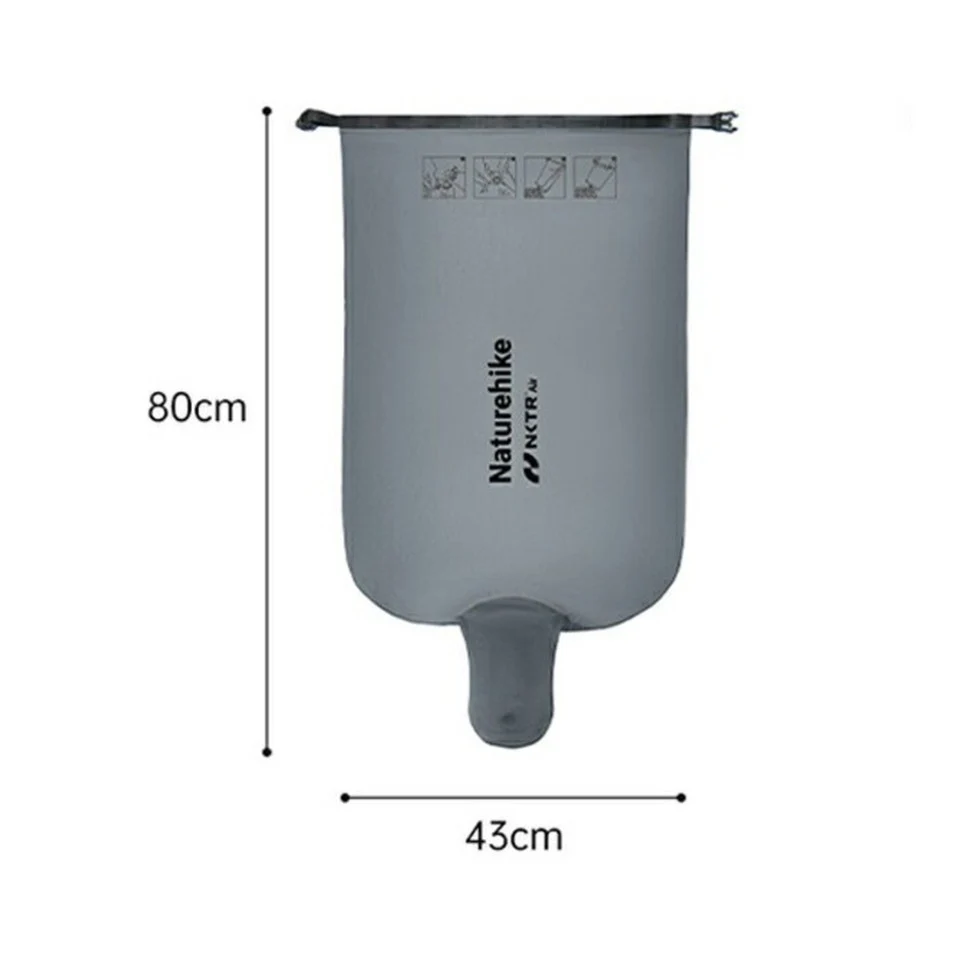 Гермомешок для надувания матрасов Naturehike CNK2450PJ013 нейлон 20D 80х43 см серый