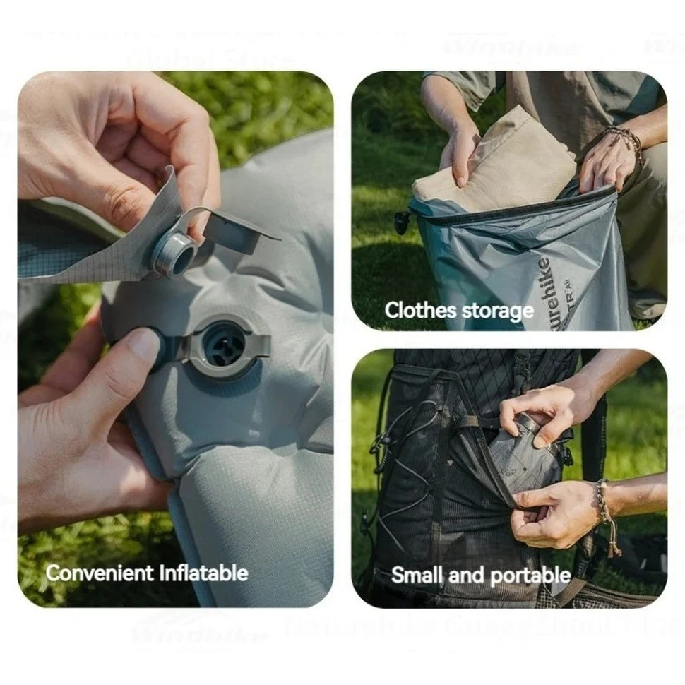 Гермомішок для надування матраців Naturehike CNK2450PJ013 нейлон 20D 80х43 см сірий