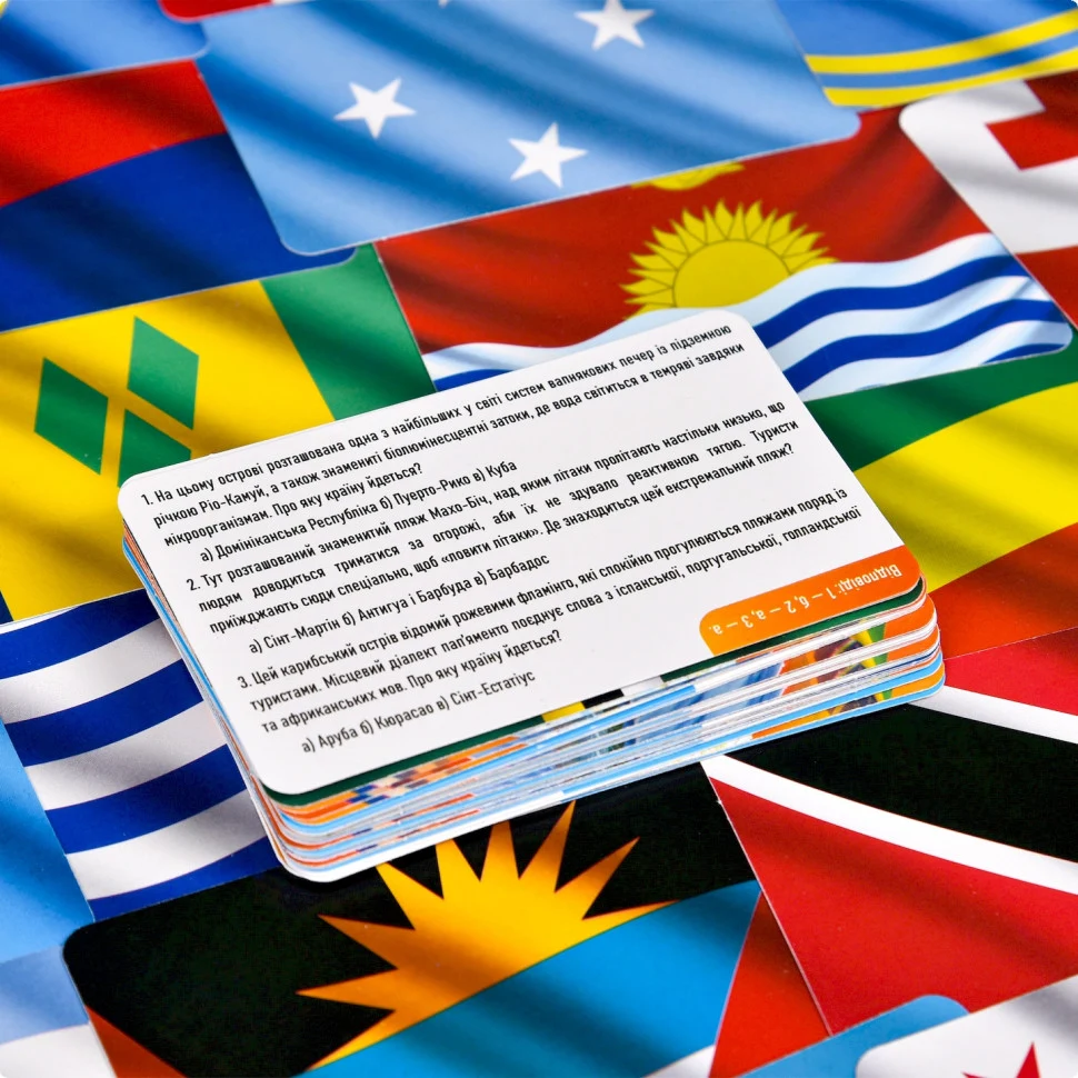 Настільна гра Країни світу Америка та Океанія 72 картки картон для всієї родини