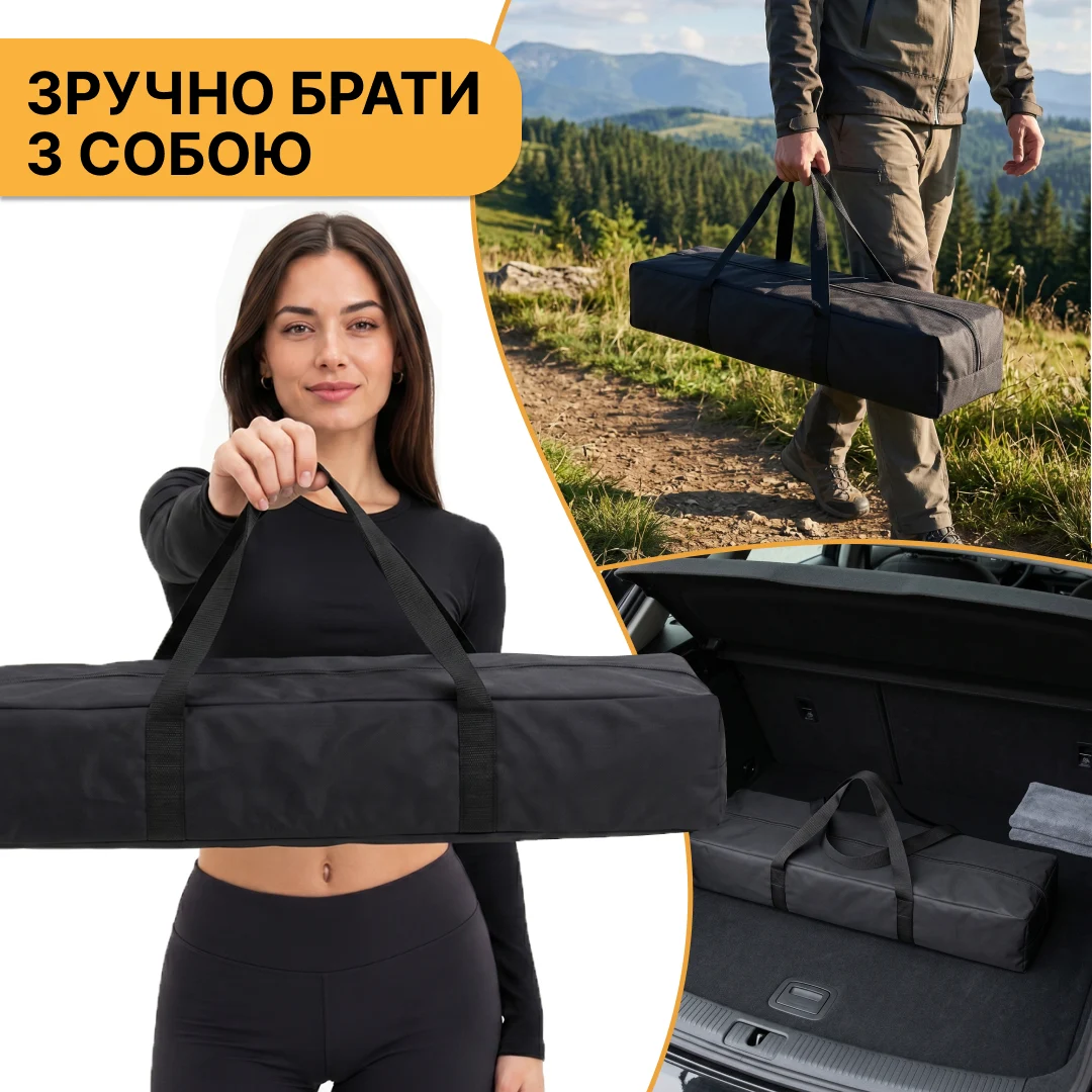 Розкладний туристичний стіл LEOBRO Camp M 59х59х38 см сталь чорний