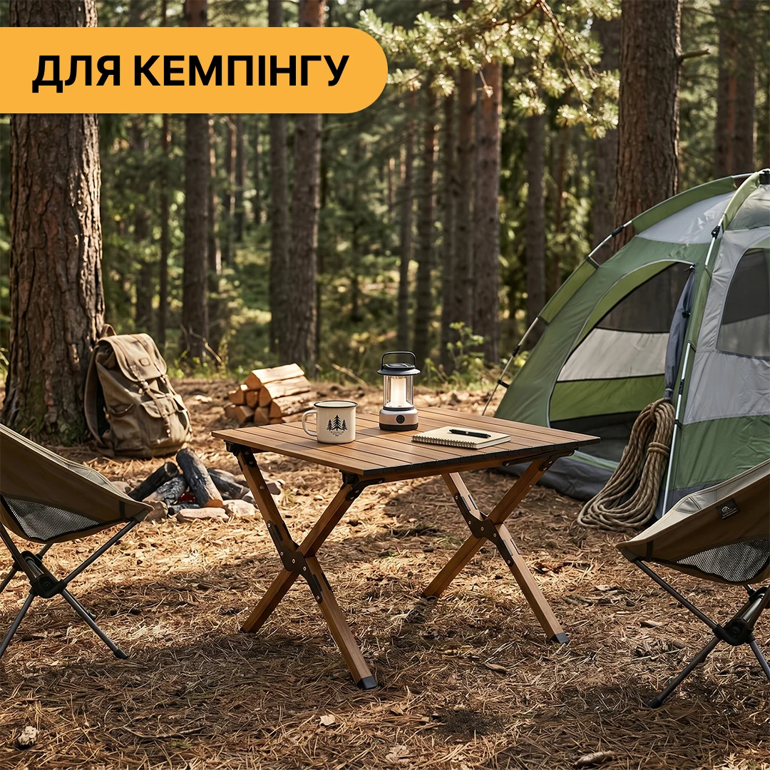Розкладний туристичний стіл LEOBRO Camp M 59х59х38 см сталь чорний