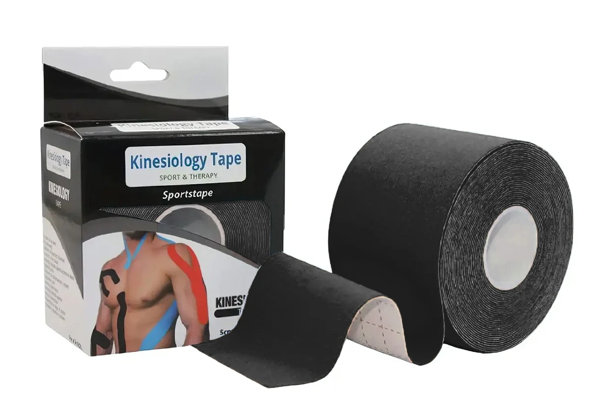 Кінезіологічний тейп EasyFit Kinesio 5 см х 5 м Бавовна + спандекс Чорний
