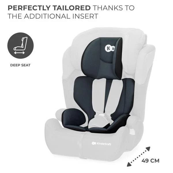 Автокрісло Kinderkraft Comfort Up i-Size 9-36 кг текстиль 61,5-84x44x49 см чорно-сірий