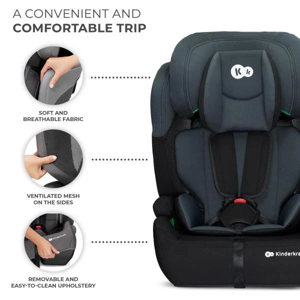 Автокрісло Kinderkraft Comfort Up i-Size 9-36 кг текстиль 61,5-84x44x49 см чорно-сірий