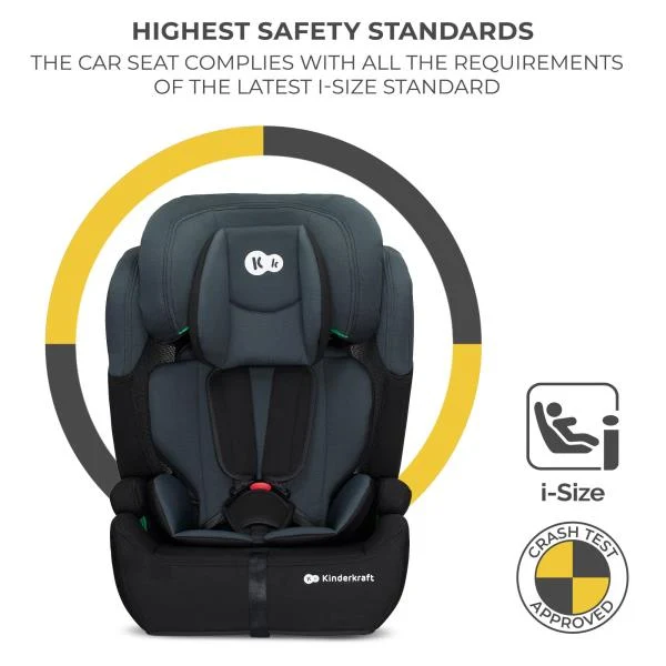 Автокрісло Kinderkraft Comfort Up i-Size 9-36 кг текстиль 61,5-84x44x49 см чорно-сірий
