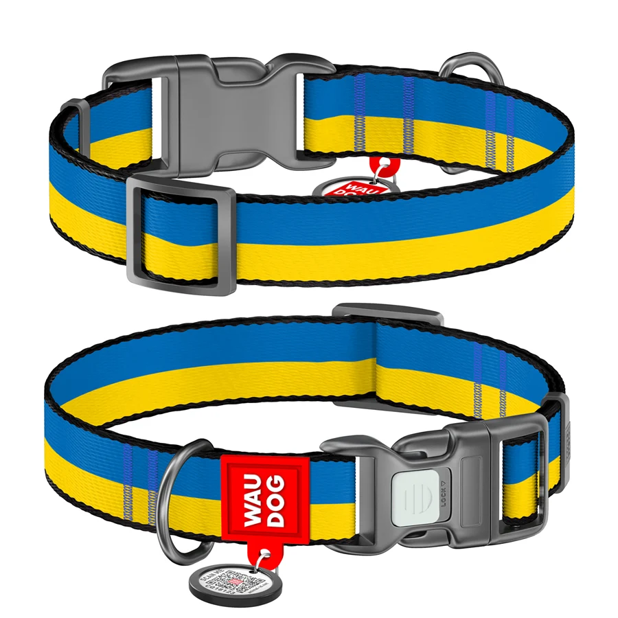 Нашийник WAUDOG Nylon S 15 мм 25-35 см Нейлон Colors of freedom з QR паспортом