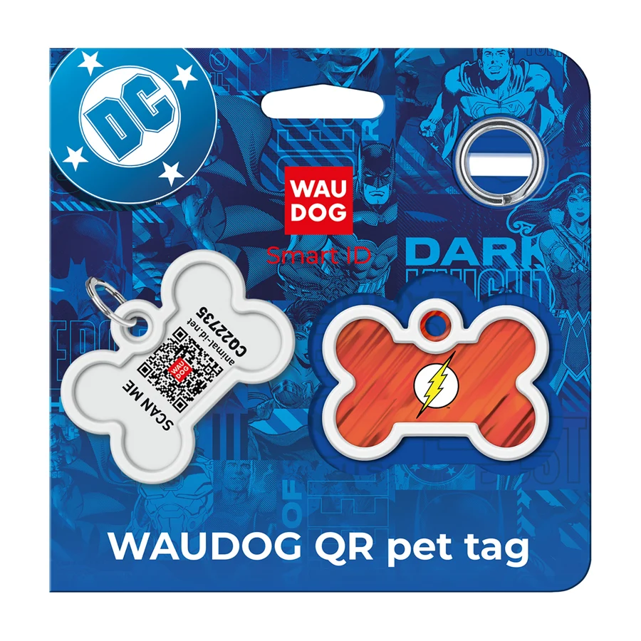 Адресник WAUDOG Smart ID з QR паспортом металевий 40x28 мм сталь сріблястий