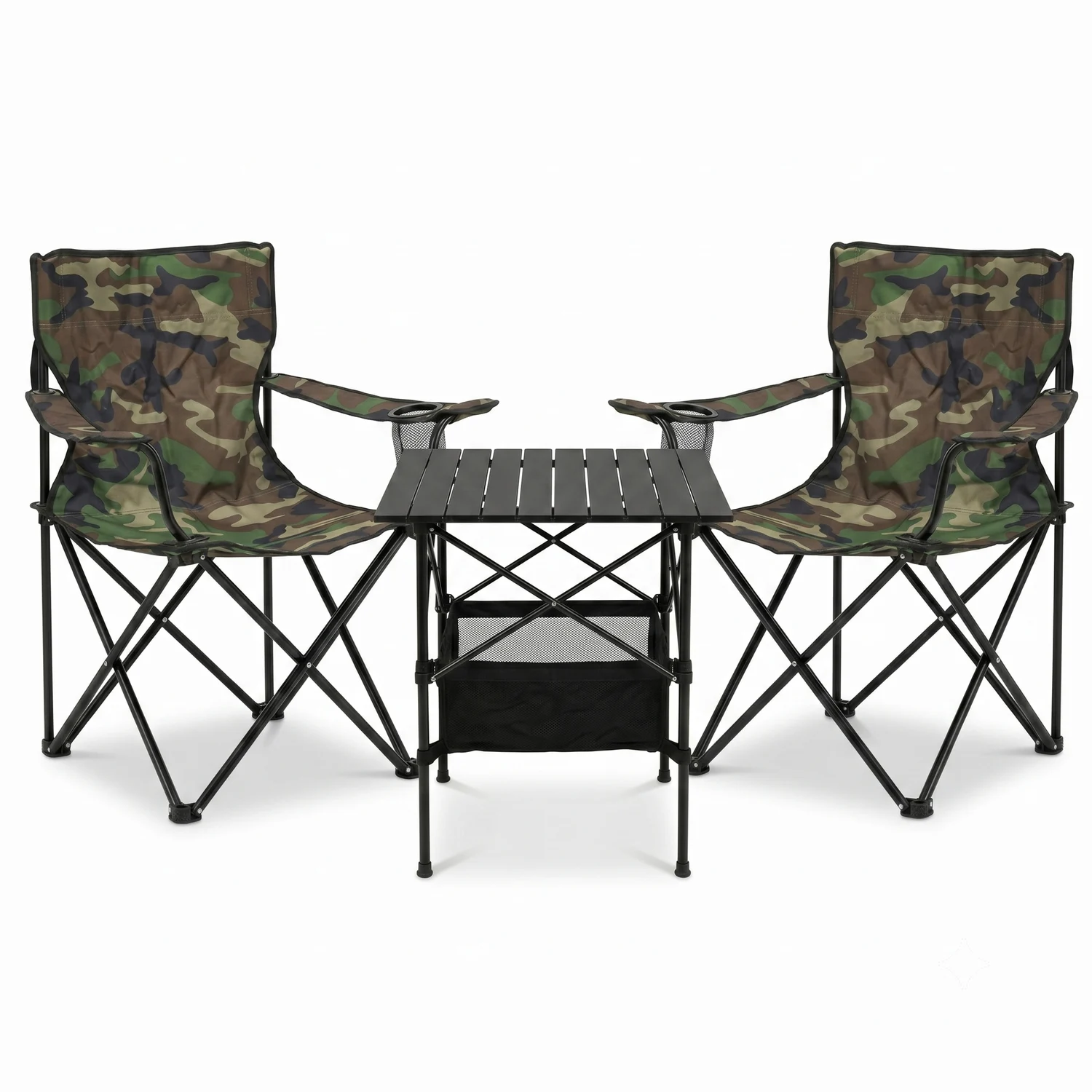 Комплект туристичних меблів Стіл 52x52x50 см + 2 крісла Метал Lite Military
