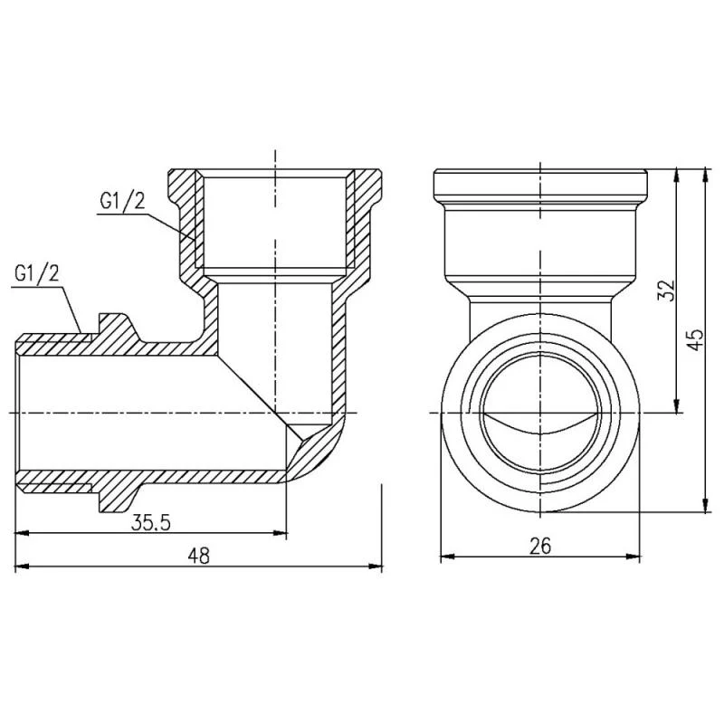 Куточок Thermo Alliance Forte 1/2" ВЗ латунь нікельований