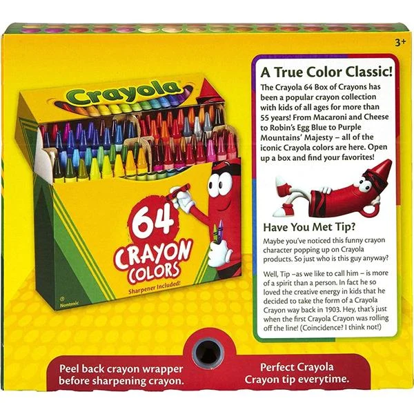 Набір воскової крейди Crayola Crayons 64 кольори 64 шт двічі обернуті для довговічності