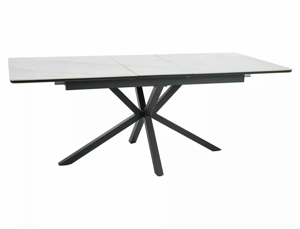 Стіл розкладний LOGAN CERAMIC 160x90 см МДФ+кераміка білий/чорний матовий