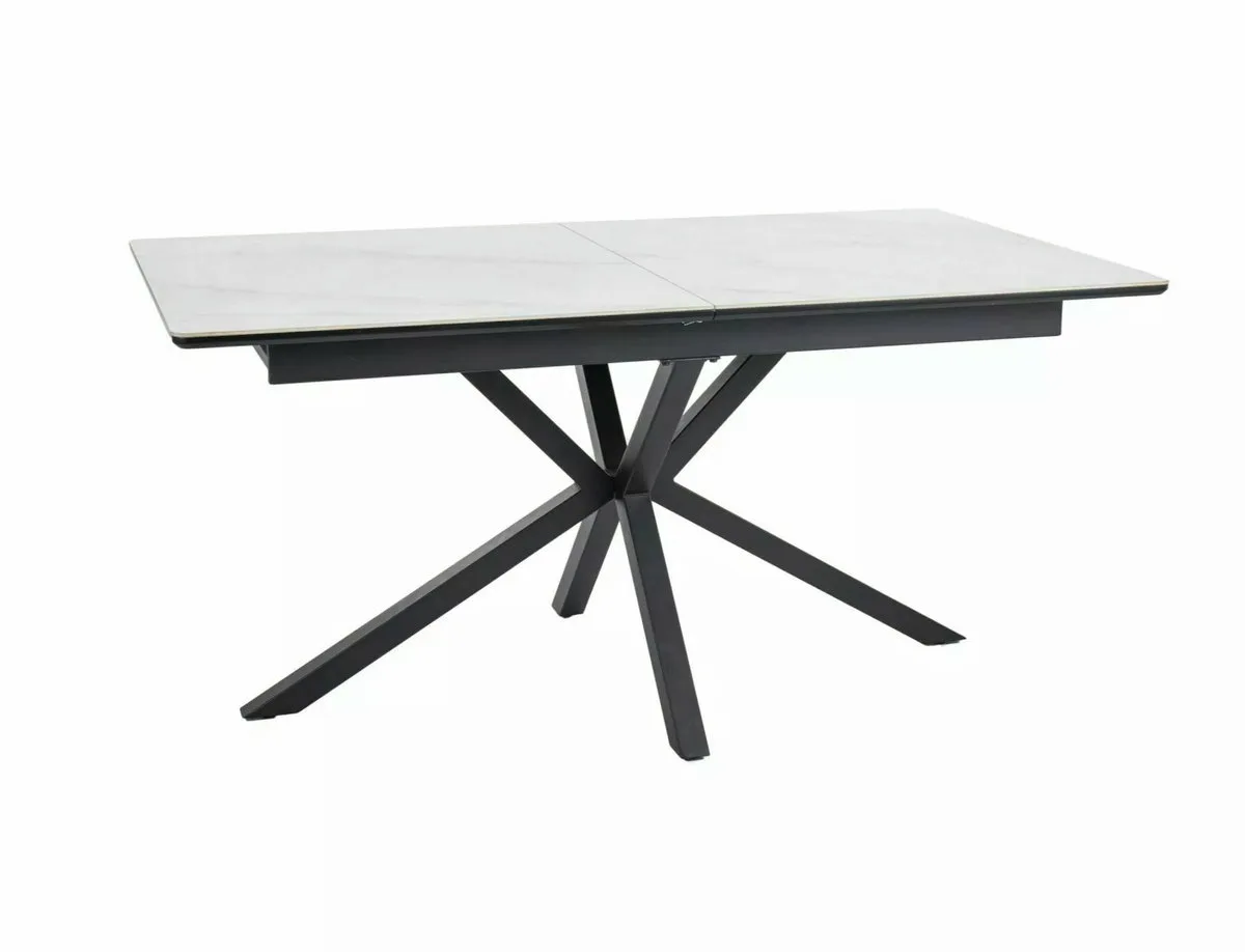 Стіл розкладний LOGAN CERAMIC 160x90 см МДФ+кераміка білий/чорний матовий