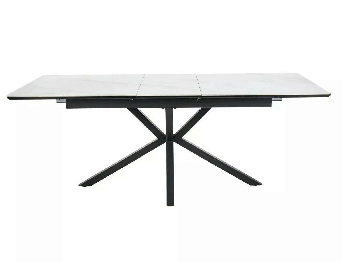 Стіл розкладний LOGAN CERAMIC 160x90 см МДФ+кераміка білий/чорний матовий