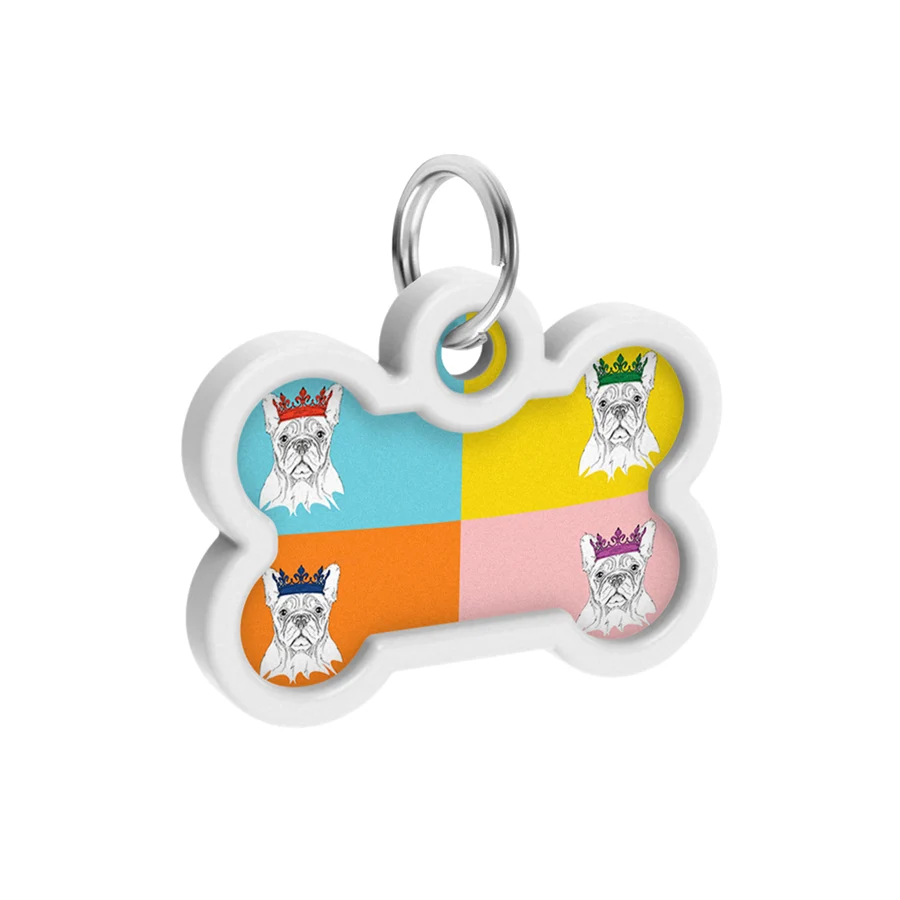 Адресник для собак і котів WAUDOG Smart ID QR паспорт металевий 40x28 мм кістка Французький бульдог