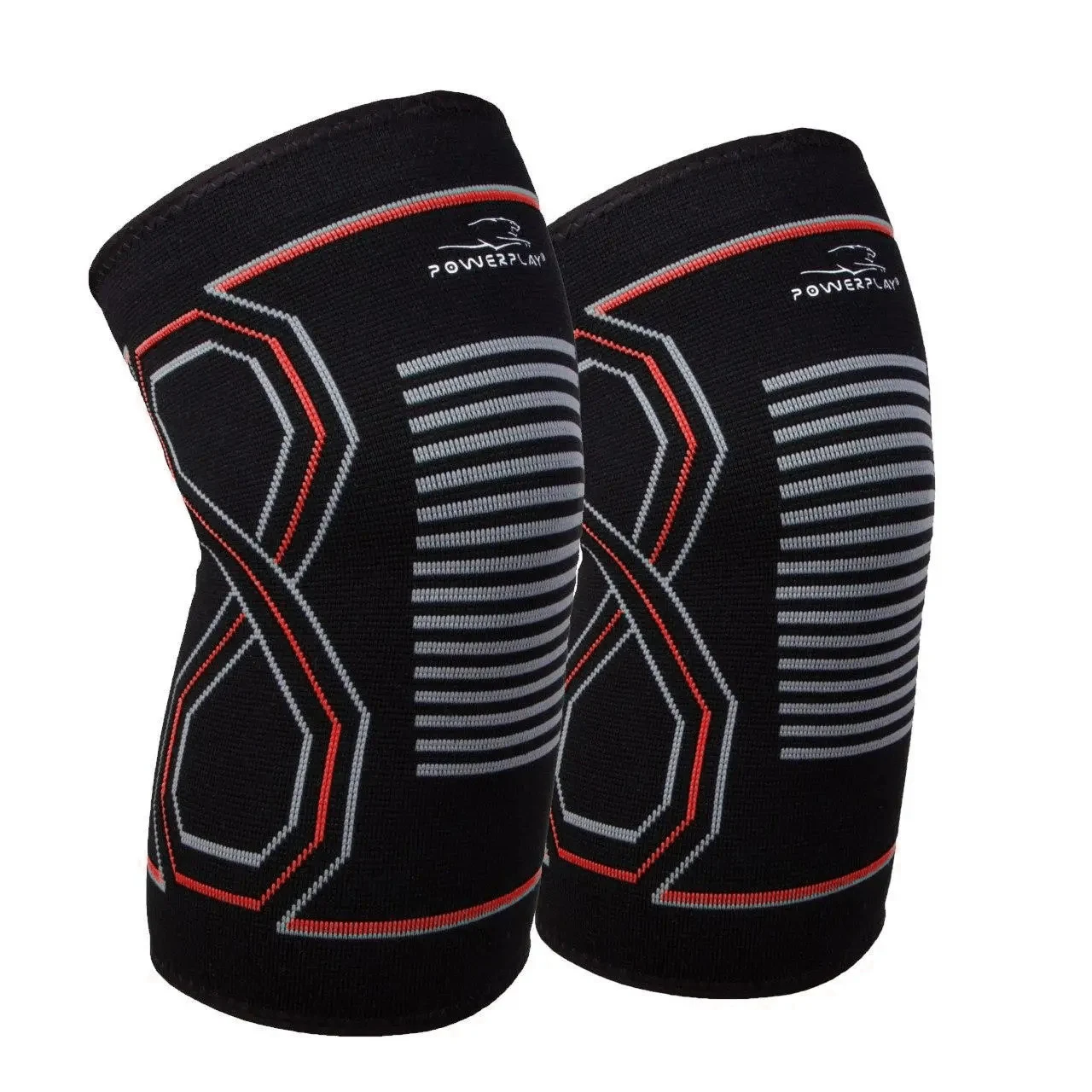 Наколінники спортивні PowerPlay PP-4099 L/XL бавовна, PU, Spandex чорні/червоні