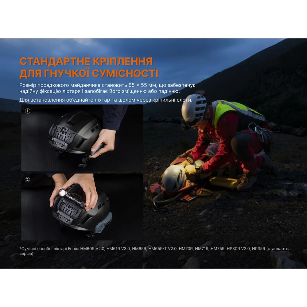 Кріплення на шолом Fenix ALG-04 V.2.0 нейлон 90,3х64,8 мм чорне