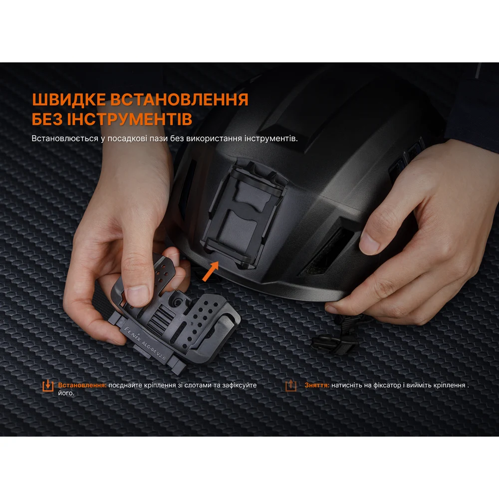 Кріплення на шолом Fenix ALG-04 V.2.0 нейлон 90,3х64,8 мм чорне