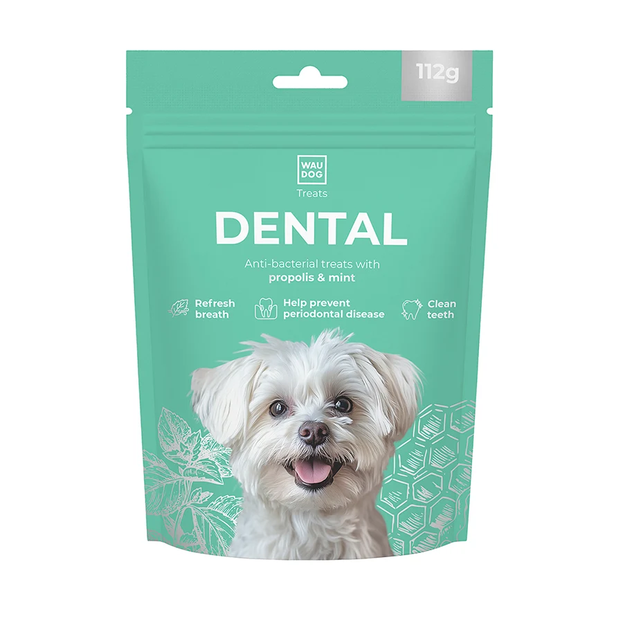 Ласощі для собак WAUDOG Treats Dental кістка для чистки зубів з м’ятою та прополісом 112 г натуральні інгредієнти